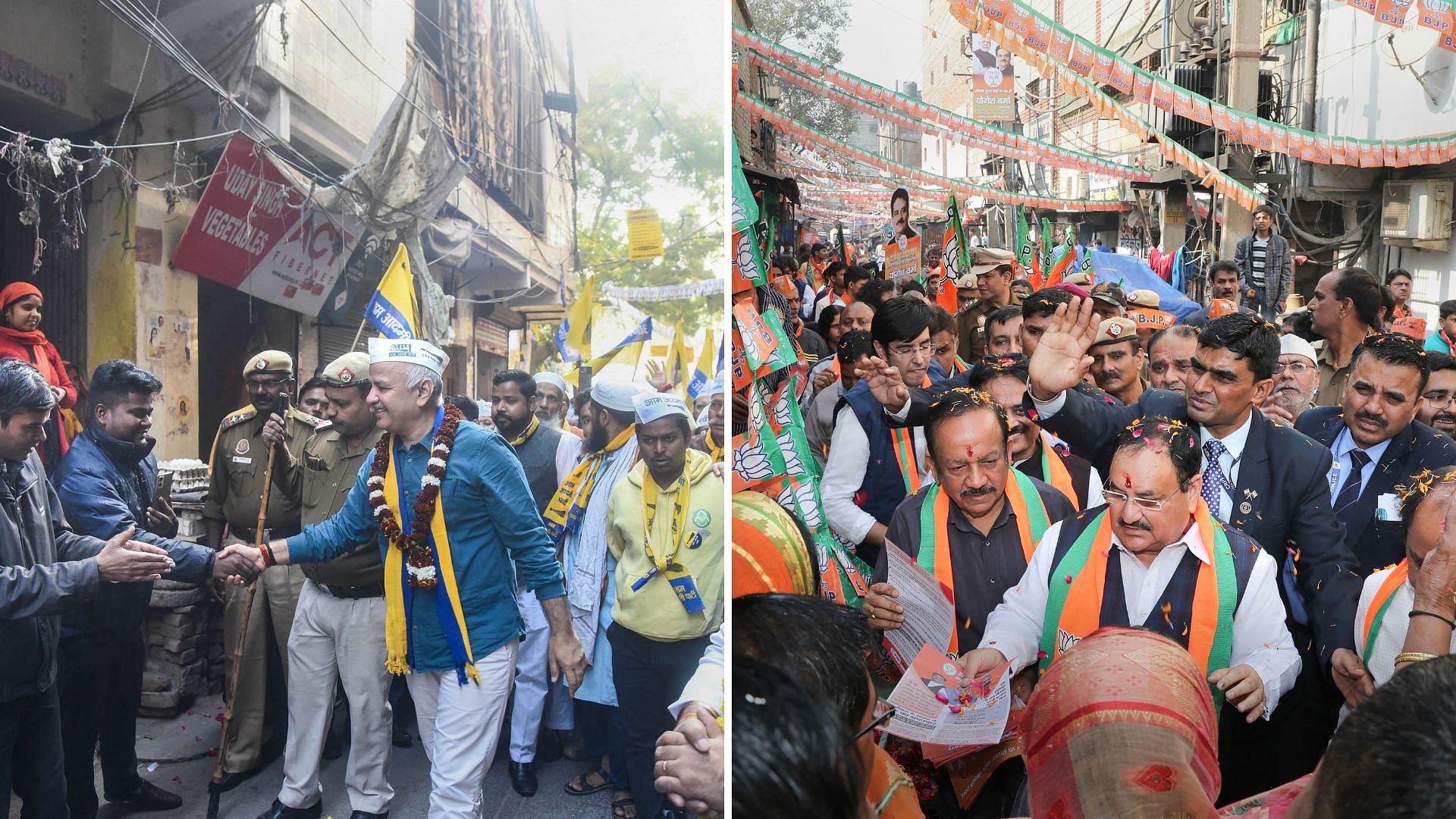 <div class="paragraphs"><p>AAP's Manish Sisodia and BJP's JP Nadda campaigning for MCD elections in Delhi.&nbsp;</p></div>