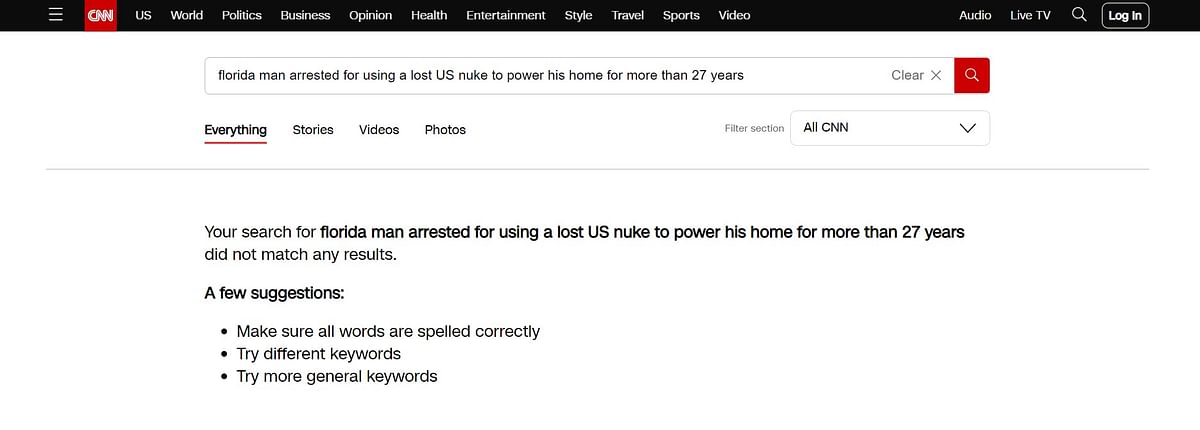 On performing a search on CNN's website, we did not find any such article published with the same headline.