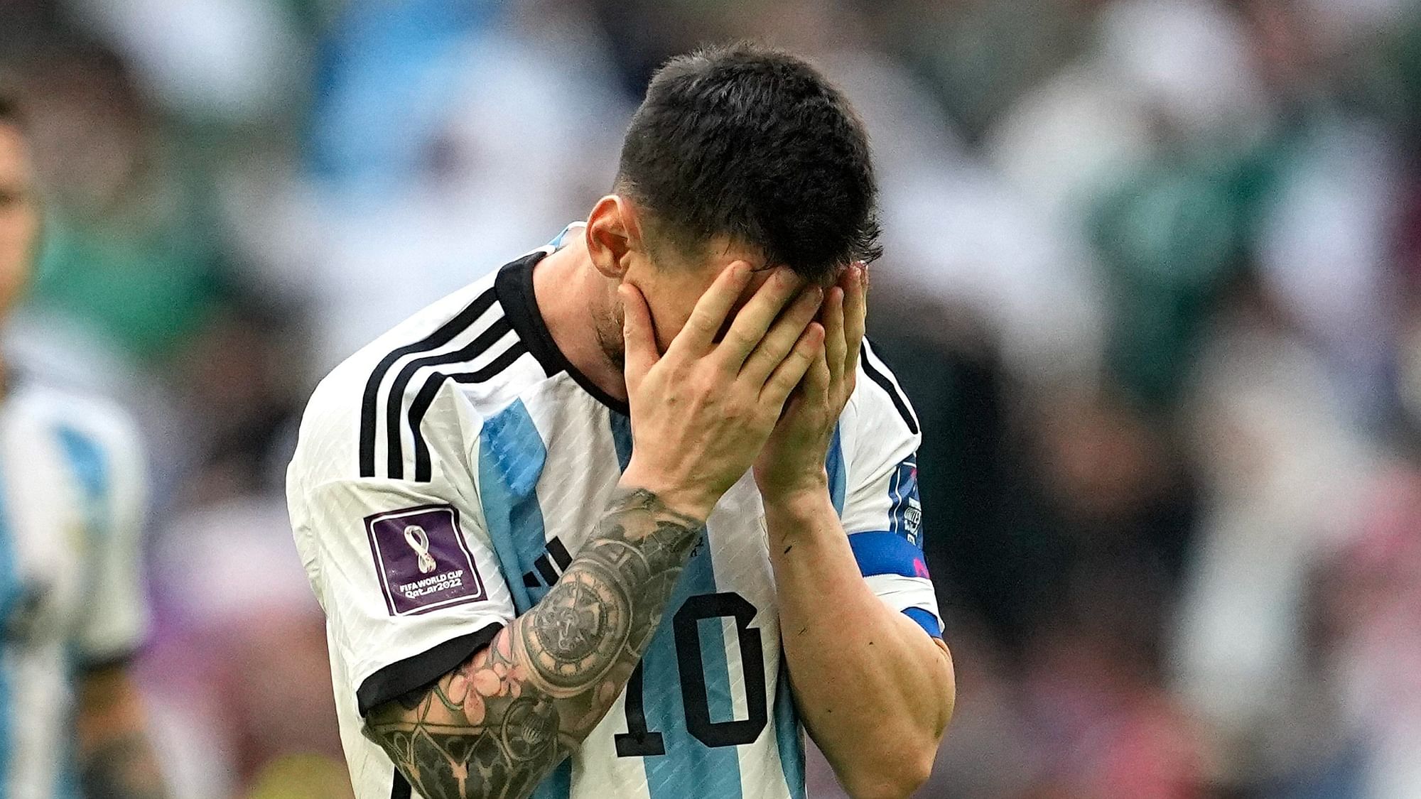 <div class="paragraphs"><p>Lusail: Argentina's Lionel Messi reacts after missing a chance during the World Cup group C soccer match between Argentina and Saudi Arabia.</p></div>