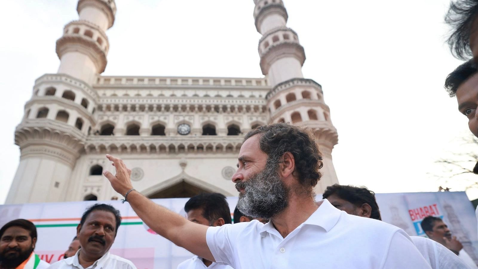 <div class="paragraphs"><p>Congress leader Rahul Gandhi arrives at Charminar in Hyderabad, as part of the Bharat Jodo Yatra, on Tuesday, 1 November.</p></div>