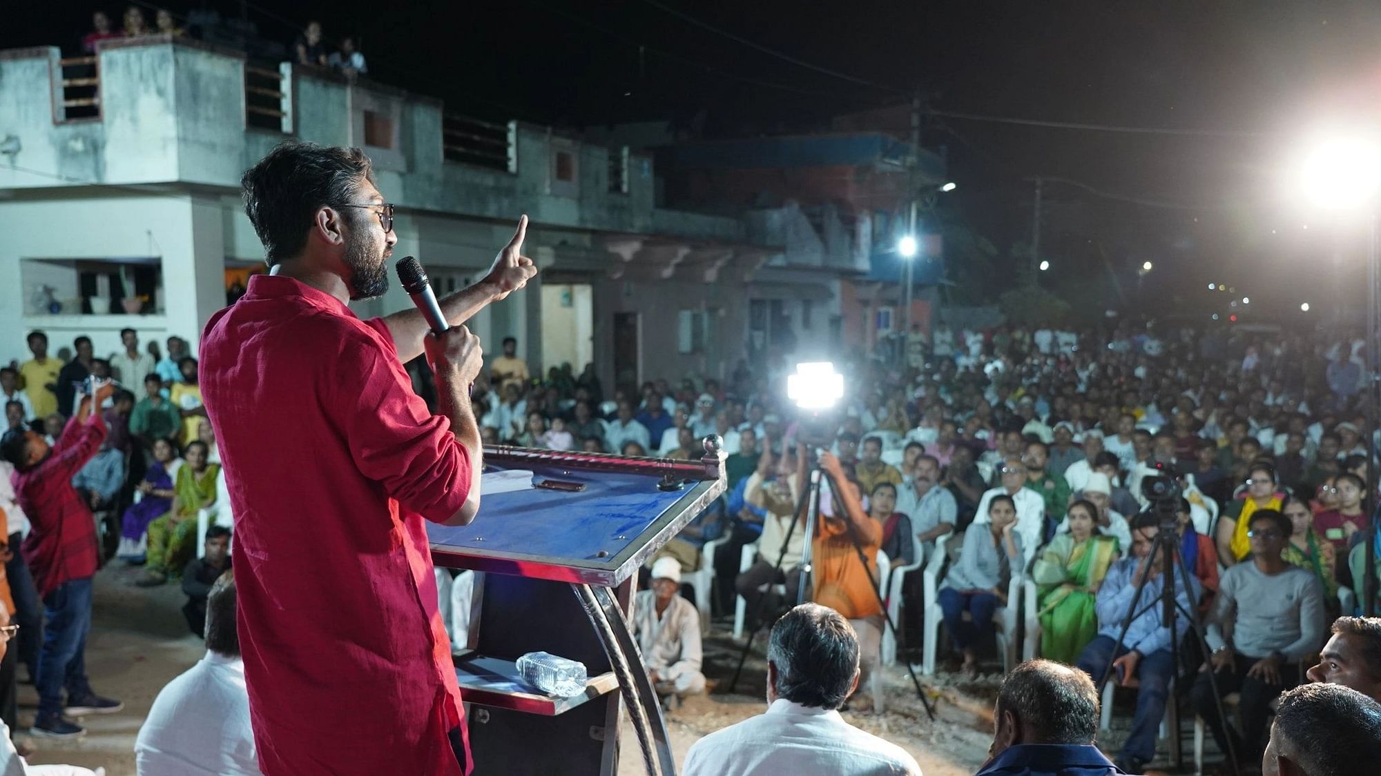 <div class="paragraphs"><p>Congress Leader Jignesh Mevani addressing a rally in Vadagam Gujarat.</p></div>