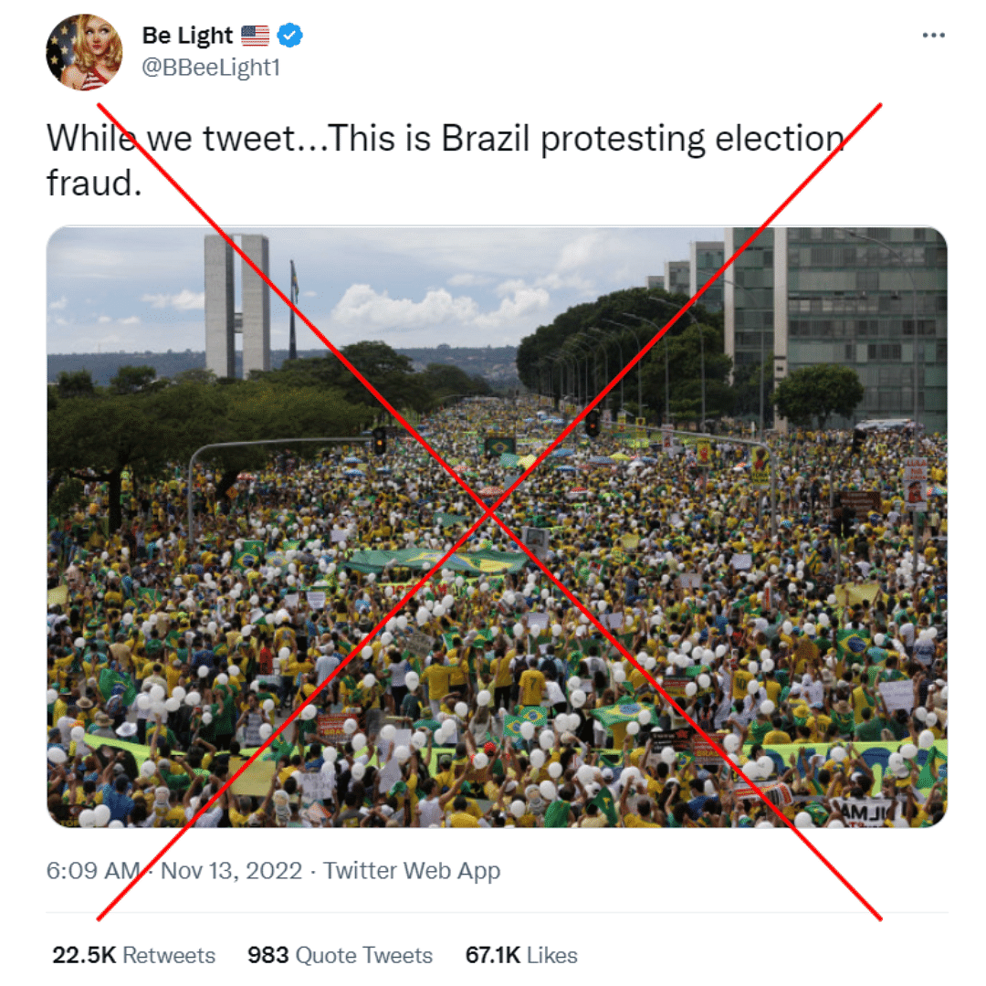 The viral image dates back to 2016 and shows protests against Brazil's former President Dilma Rousseff.