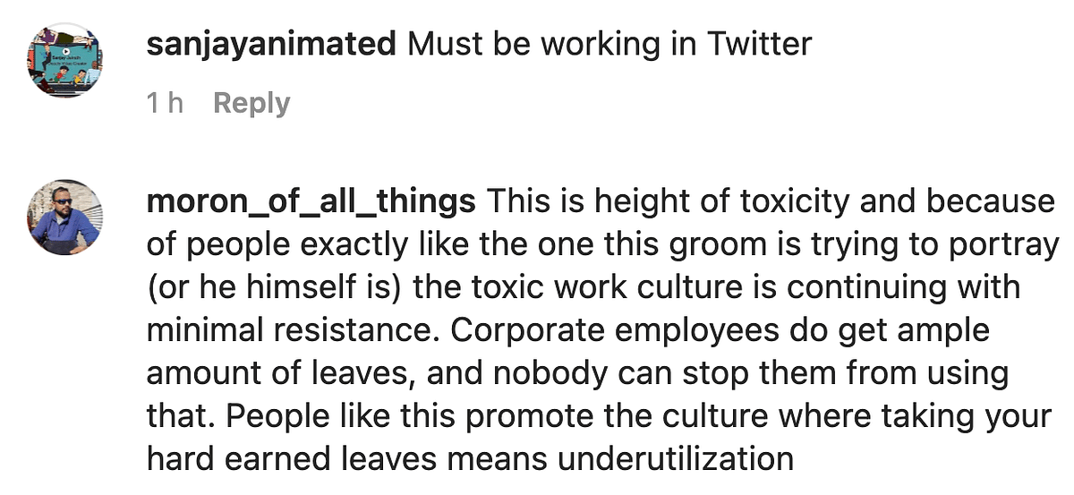 "Don't promote toxic work culture. This is nothing to be proud off." wrote a user online. 