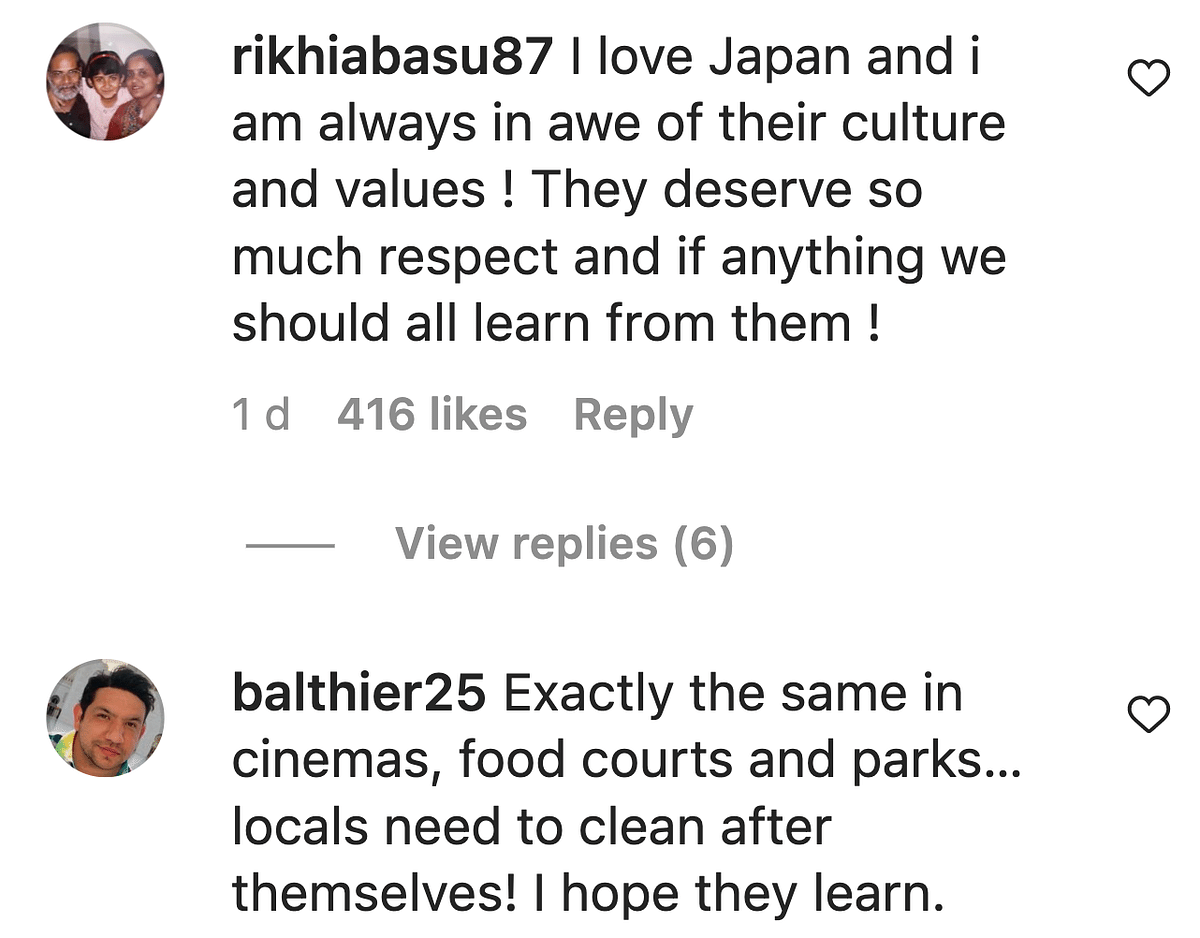 "We are Japanese, we do not leave rubbish behind us, and we respect the place", said a fan while cleaning.