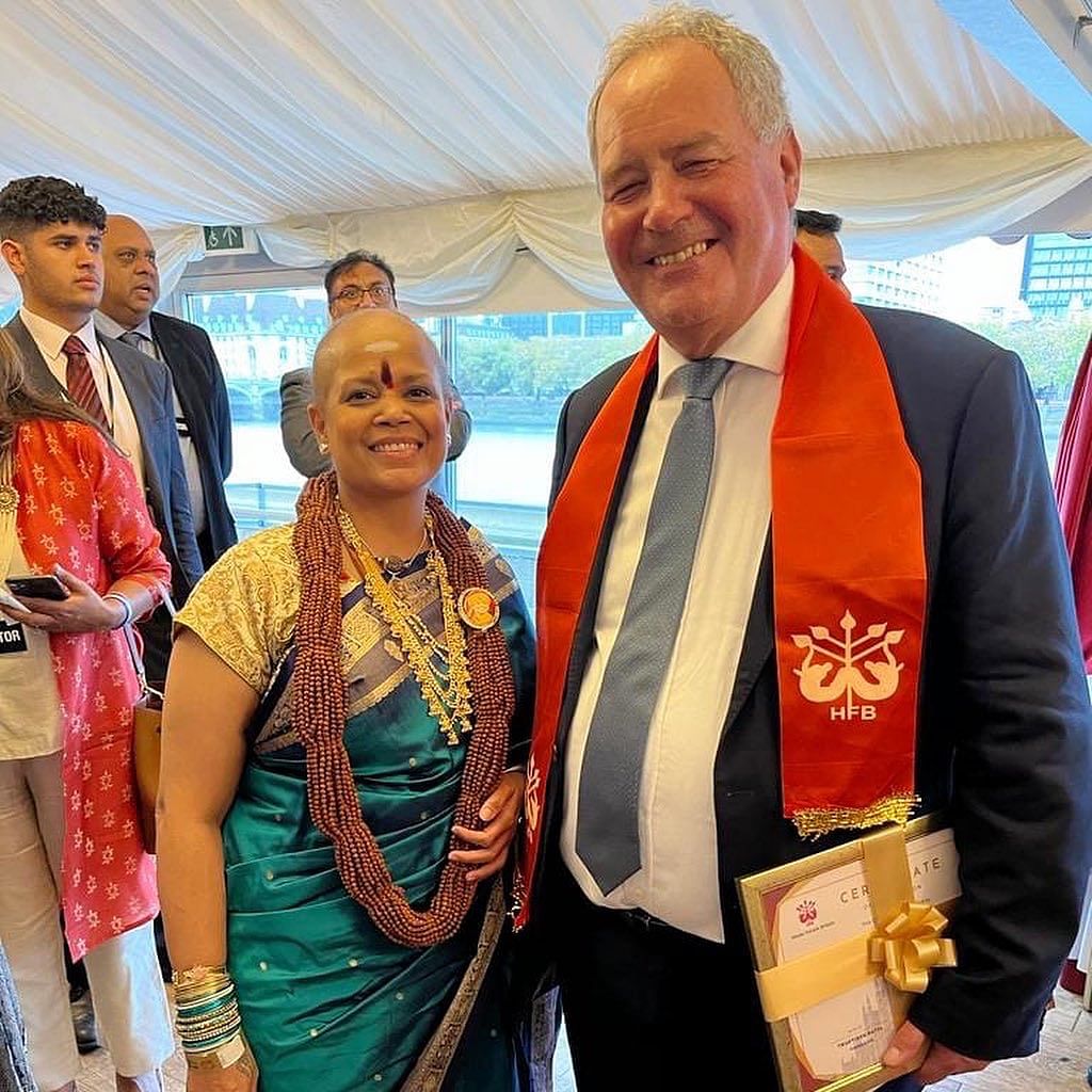 The event was hosted by the Hindu Forum of Britain and Atmadayananda was invited to the event by Conservative MPs. 