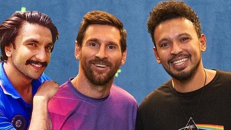 <div class="paragraphs"><p>Ranveer photoshops himself next to footballer Messi and Rohan Shrestha.</p></div>