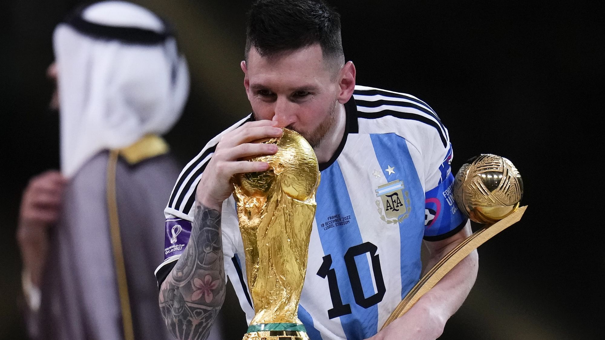 <div class="paragraphs"><p>2022 FIFA World Cup: Lionel Messi with the World Cup trophy.</p></div>