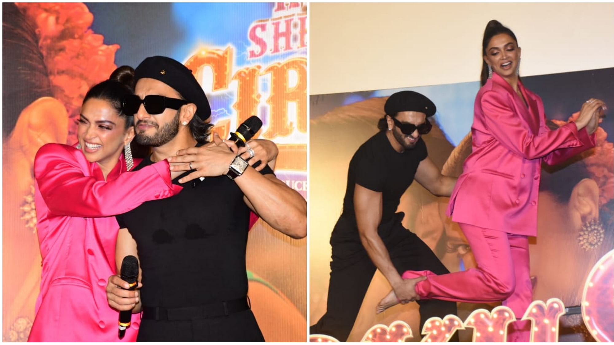 <div class="paragraphs"><p>Ranveer Singh and Deepika Padukone groove together for their song launch.</p></div>