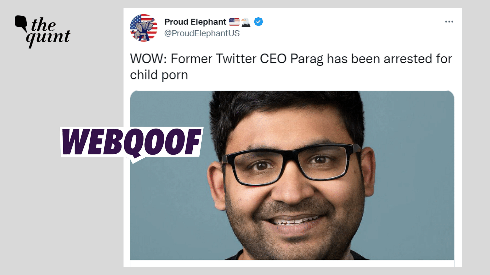 <div class="paragraphs"><p>Fact-Check: The article claiming former Twitter CEO Parag Agrawal was arrested is false.&nbsp;</p></div>