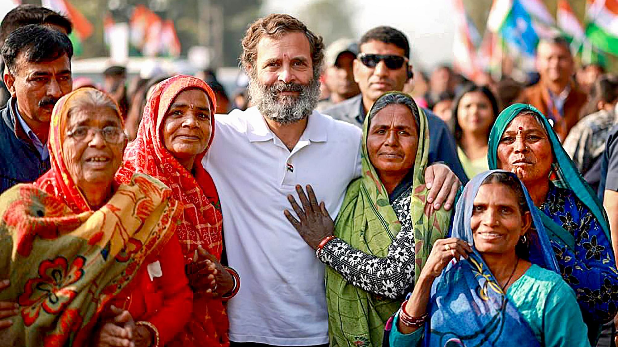<div class="paragraphs"><p>Congress leader Rahul Gandhi with supporters during the partys Bharat Jodo Yatra, in Ujjain district.</p></div>