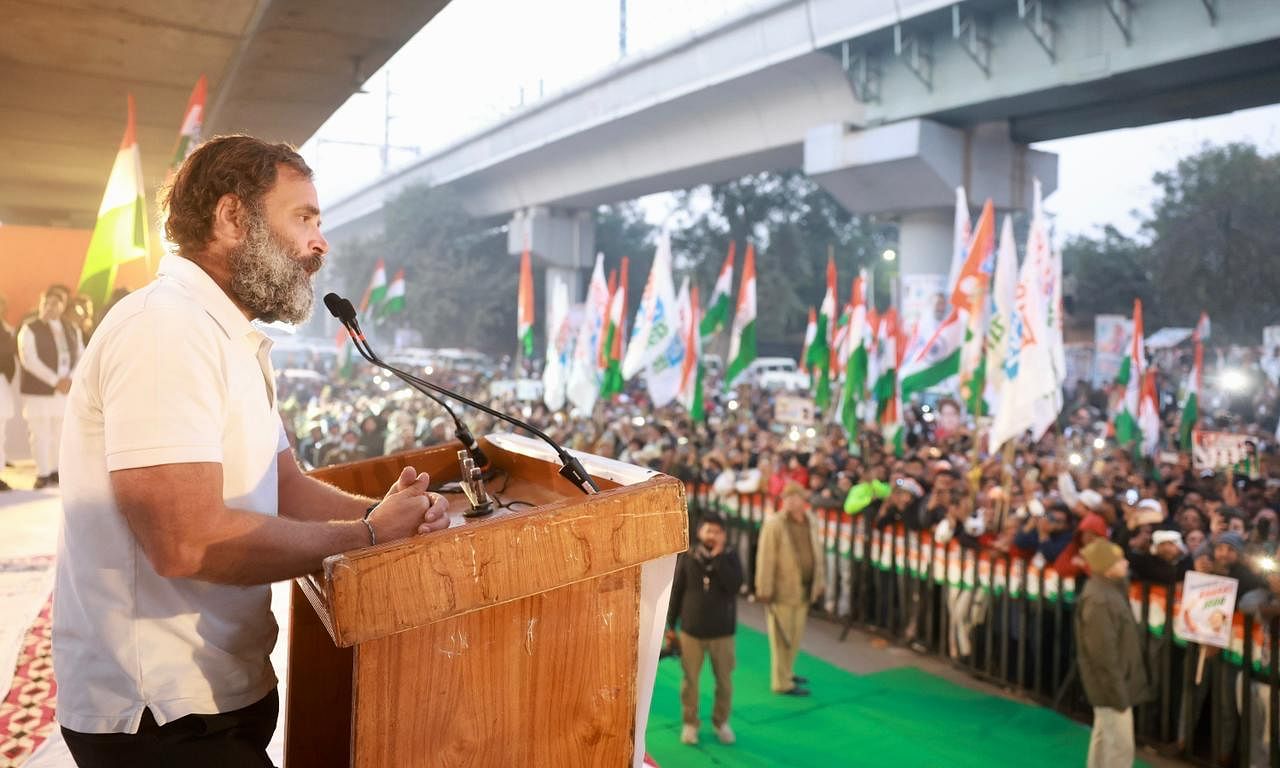 <div class="paragraphs"><p>Rahul Gandhi addresses the masses as Congress' Bharat Jodo Yatra reaches Delhi on 24 December.</p></div>