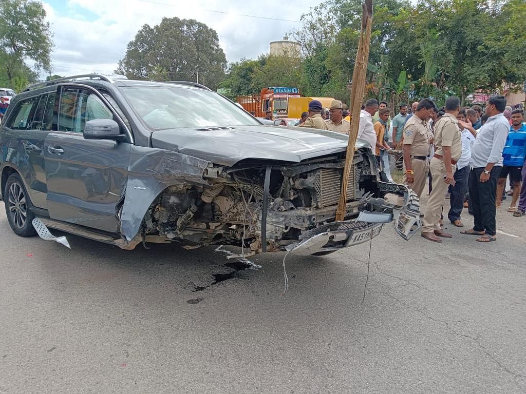 The accident took place around 2 pm when the family was travelling to Bandipura in a Mercedes-Benz SUV.