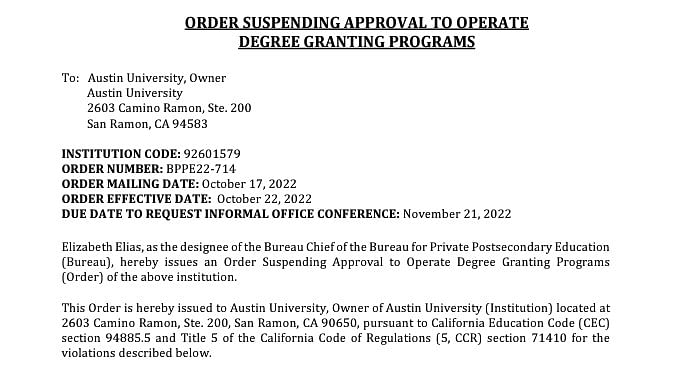 While Austin University's approval has been revoked, not a lot is known about Austin Consulting Group.