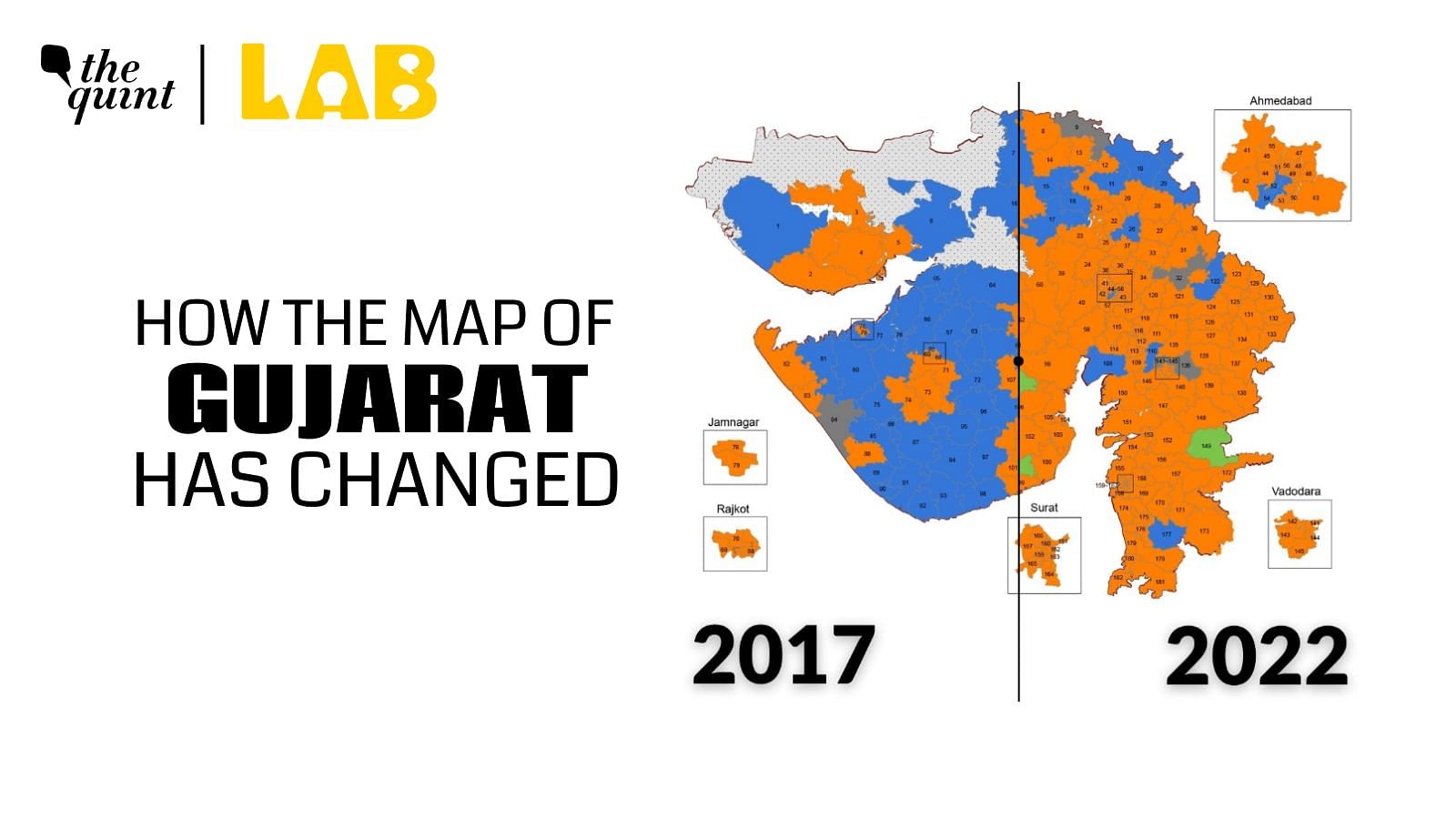 <div class="paragraphs"><p>Here's how the map of Gujarat has changed from 2017 to 2022.</p></div>