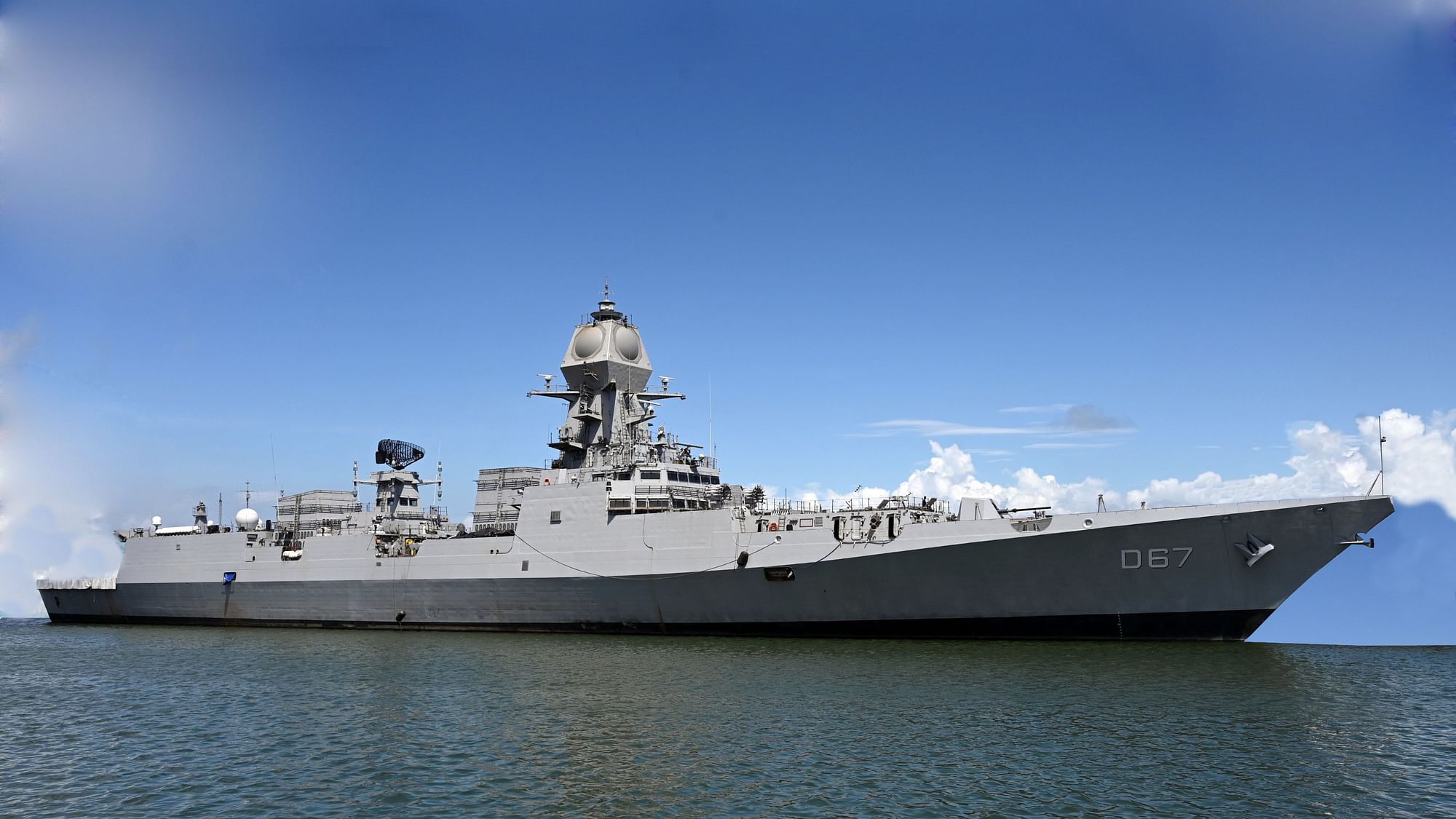 <div class="paragraphs"><p>INS Mormugao (D67), 2nd warship of P15B class of stealth guided-missile destroyers, commissioned in presence of Defence Minister Rajnath Singh at Naval Dockyard, Mumbai today.</p></div>