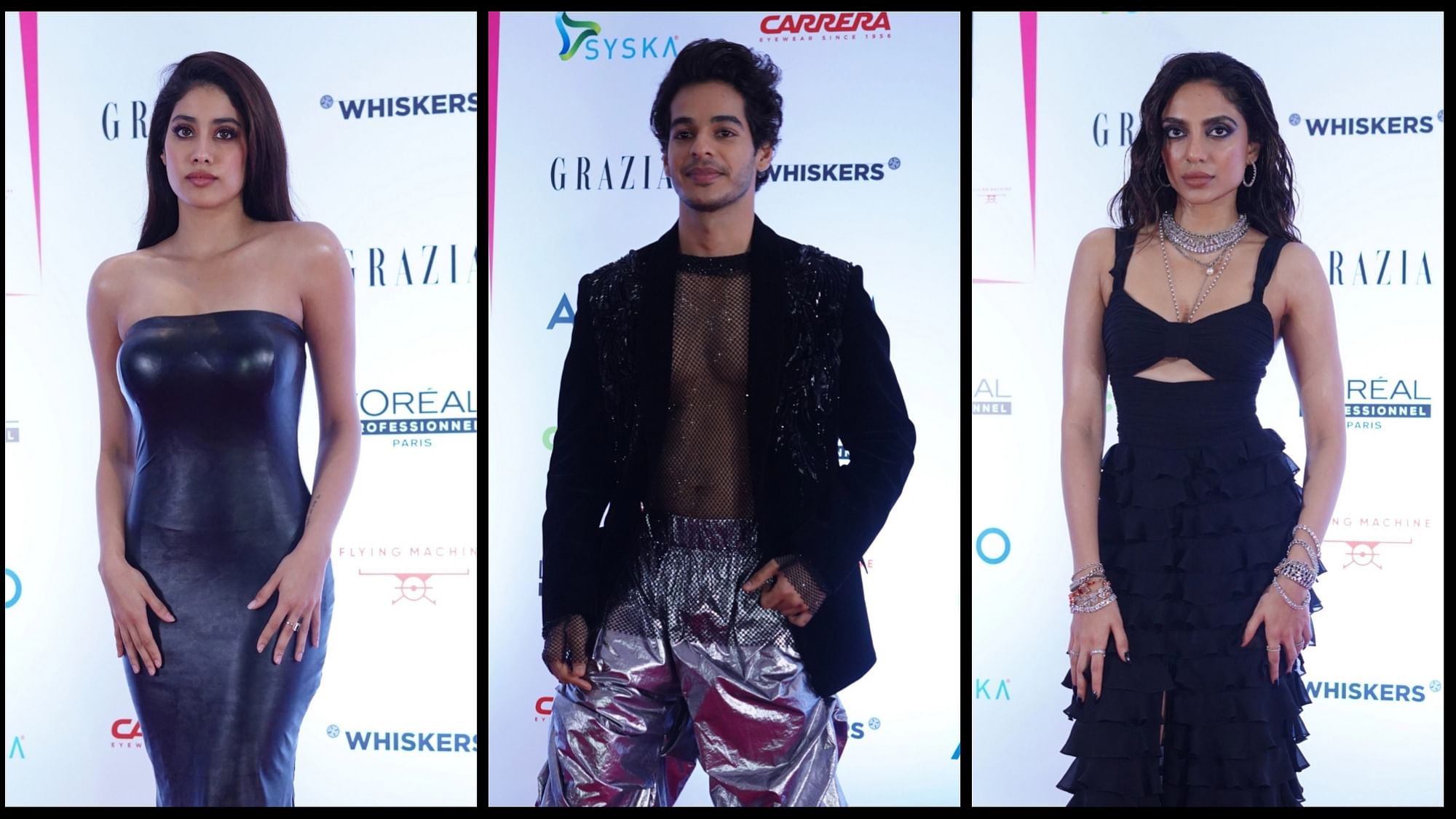 <div class="paragraphs"><p>Janhvi Kapoor, Ishaan Khatter, and Sobhita Dhulipala slay in black at a fashion event.</p></div>