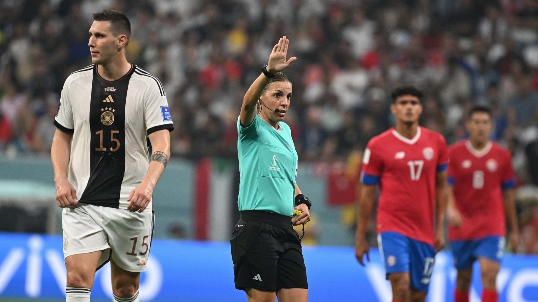 <div class="paragraphs"><p>FIFA World Cup 2022: French referee Stephanie Frappart in action during the match between Germany and Costa Rica.</p></div>