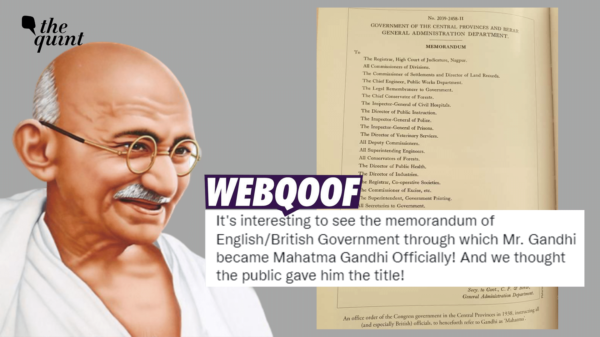 <div class="paragraphs"><p>Fact-Check | The claim stating that British India bestowed the title of 'Mahatma' to Gandhi is false.</p></div>