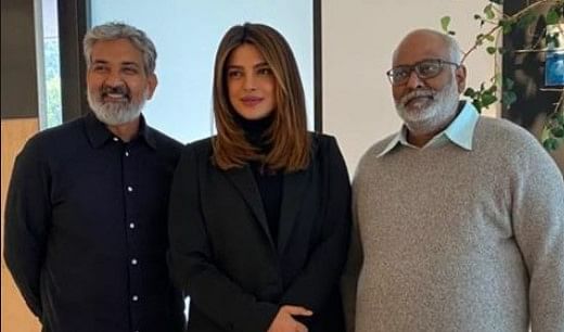 <div class="paragraphs"><p>Priyanka Chopra attends RRR screening with SS Rajamouli, MM Keeravani.&nbsp;</p></div>