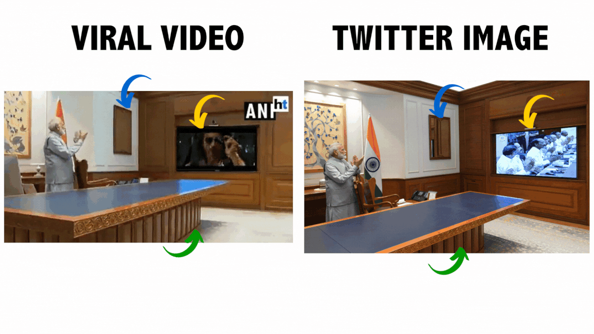 The original video shows PM Modi watching the launch of Chandrayaan 2.