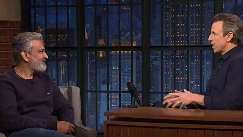 <div class="paragraphs"><p>SS Rajamouli recently went on Seth Meyer’s late night show to talk about his film <em>RRR.&nbsp;</em></p></div>