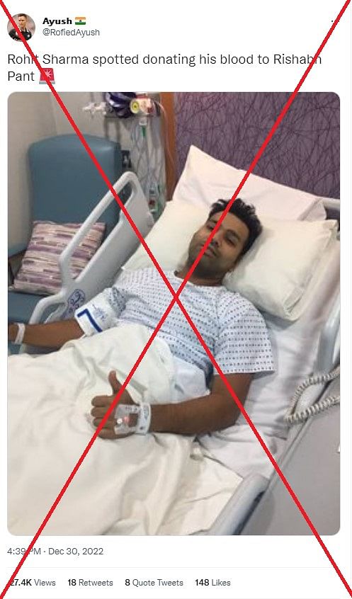 The picture is from 2016, when Rohit Sharma underwent surgery on his right thigh in London. 