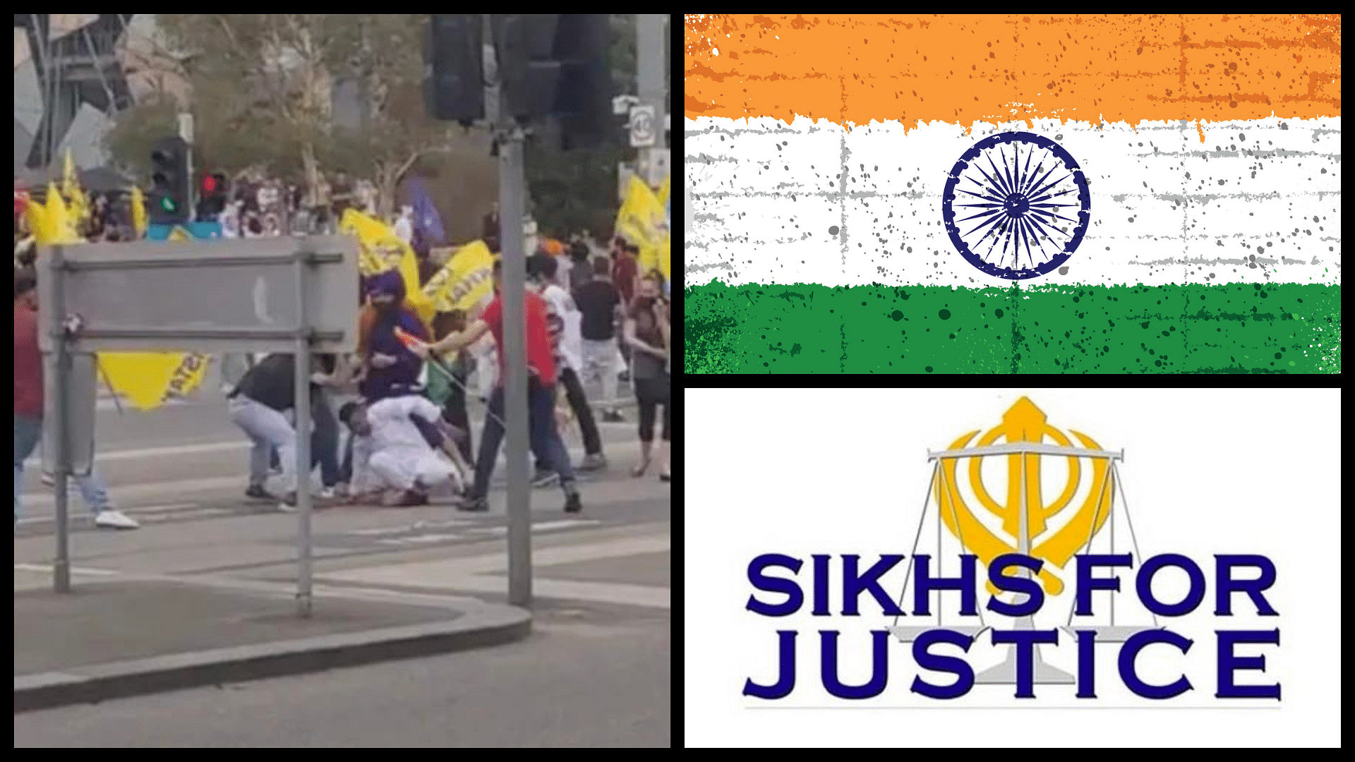 <div class="paragraphs"><p>The Khalistan supporters clashed with people carrying the Indian flag who were opposing the <a href="https://www.thequint.com/explainers/referendum-2020-khalistan-separatist-campaign-punjab">Khalistan Referendum</a> event.</p></div>