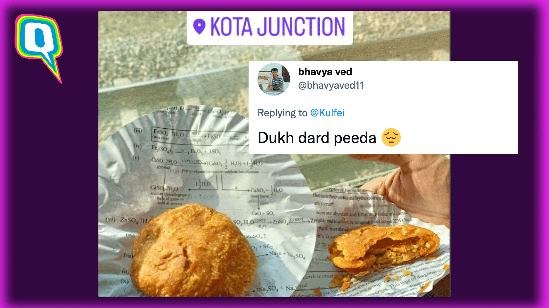 <div class="paragraphs"><p>Netizens react to <em>kachori</em> being served in a recycled chemistry question paper in Kota</p></div>