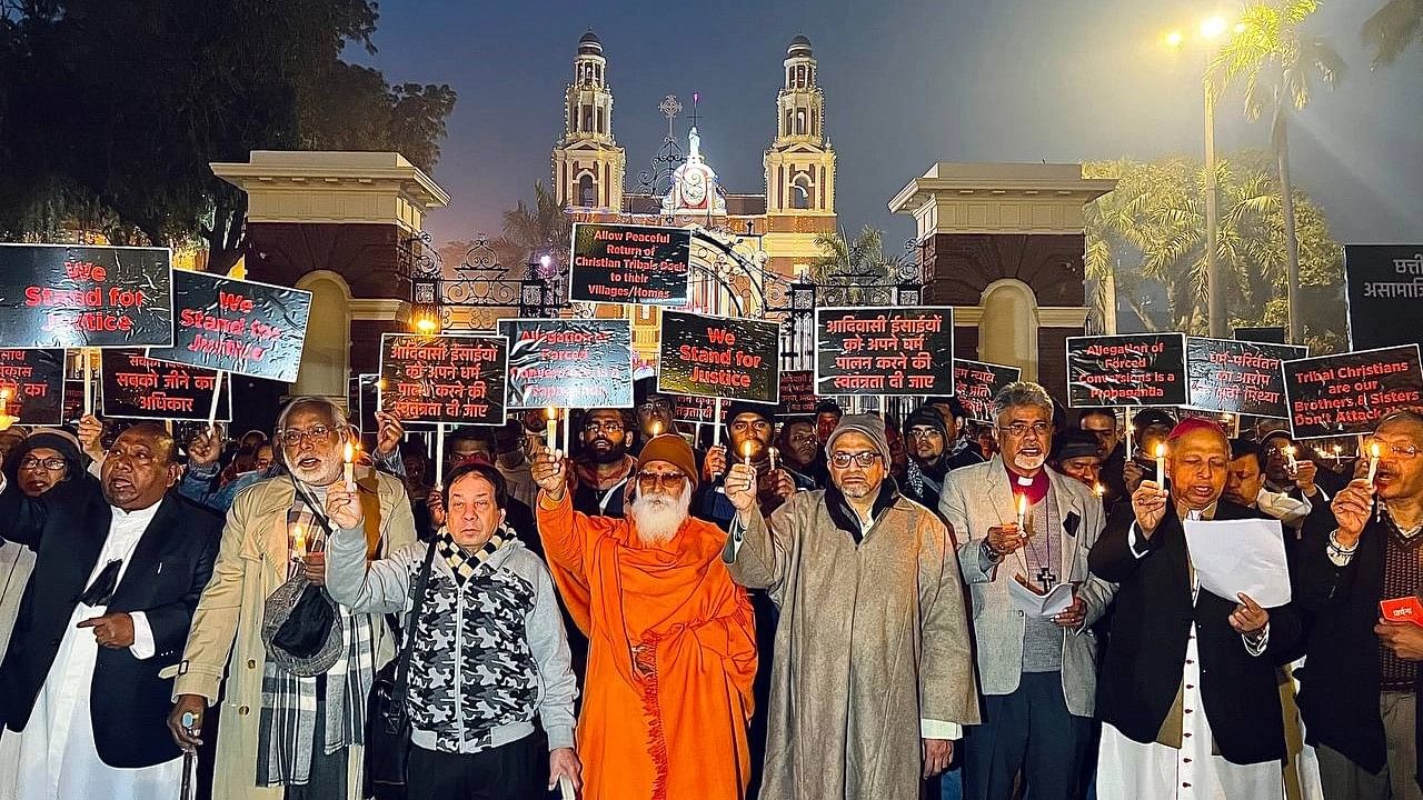 <div class="paragraphs"><p>Delhi's Christian communities on<em> </em>Sunday, 8 January, held a candlelight prayer service for the Adivasi Christians persecuted for their faith in Chhattisgarh, at the Sacred Heart Cathedral, New Delhi.</p></div>