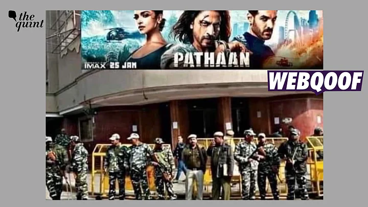 Altered Image Shared to Show Security Personnel Outside Theatres for Pathaan