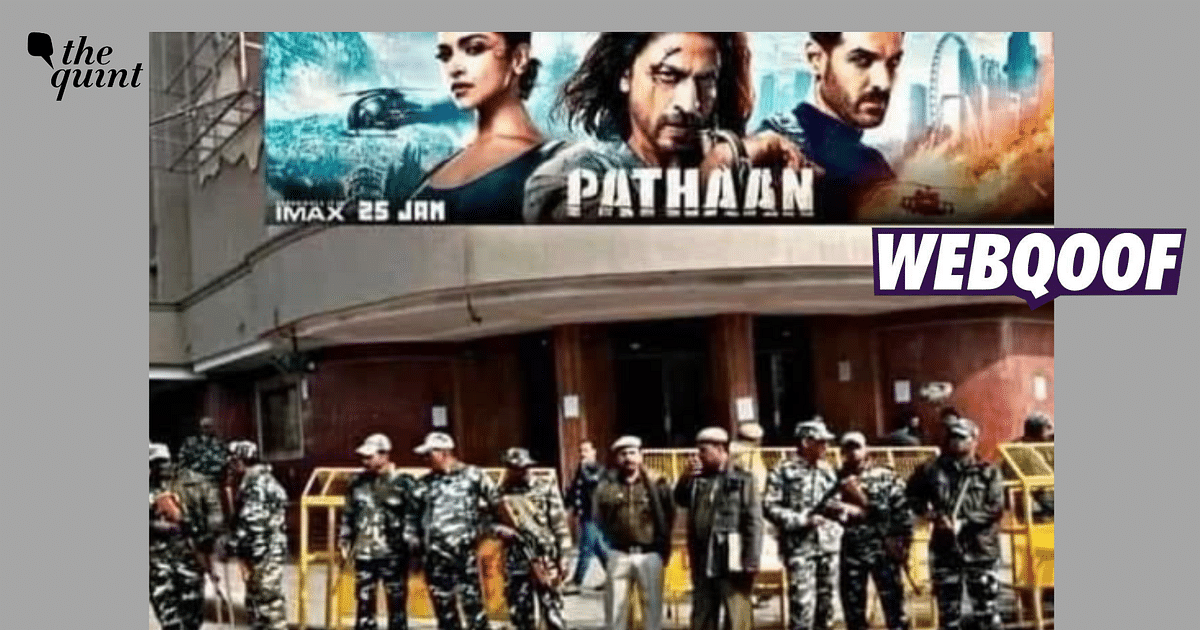 Altered Image Shared to Show Security Personnel Outside Theatres for Pathaan
