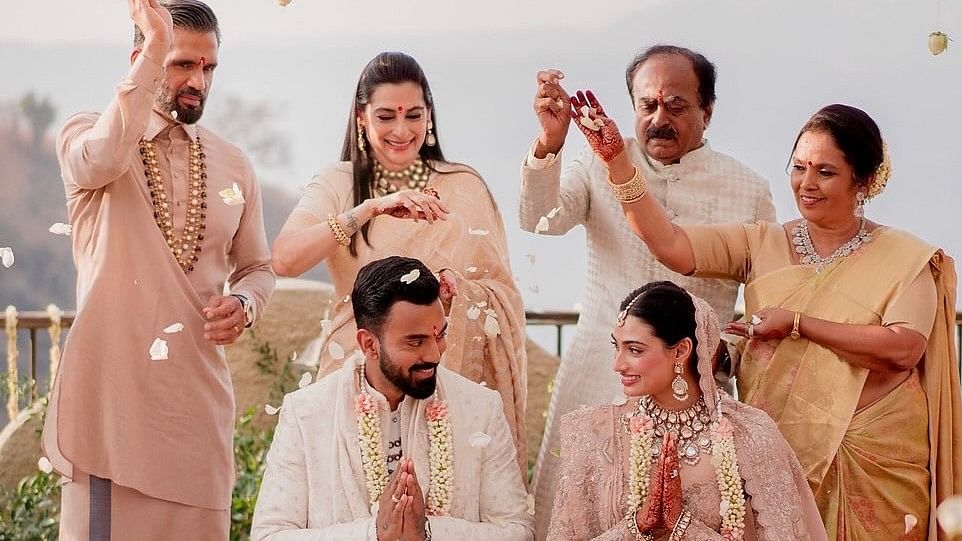 <div class="paragraphs"><p>Athiya Shetty and KL Rahul from their wedding ceremony.</p></div>