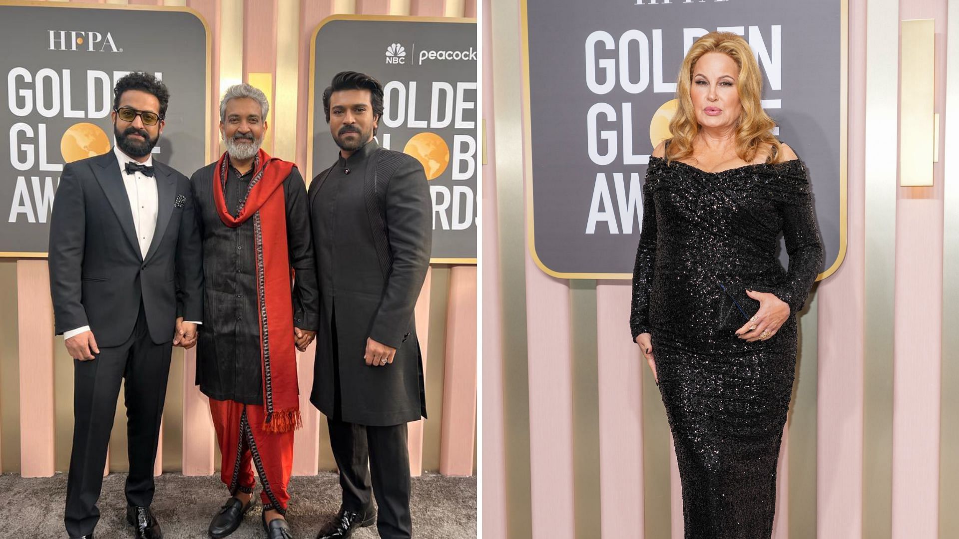 <div class="paragraphs"><p>SS Rajamouli, Jr NTR, Ram Charan, Jennifer Coolidge at this year's Golden Globe awards.</p></div>