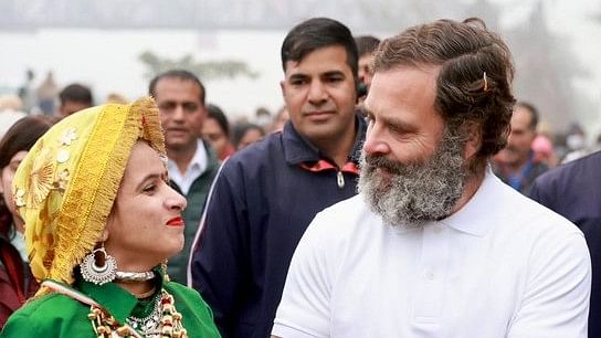 <div class="paragraphs"><p>Rahul Gandhi with a woman at the Bharat Jodo Yatra on Monday, 9 January.</p></div>