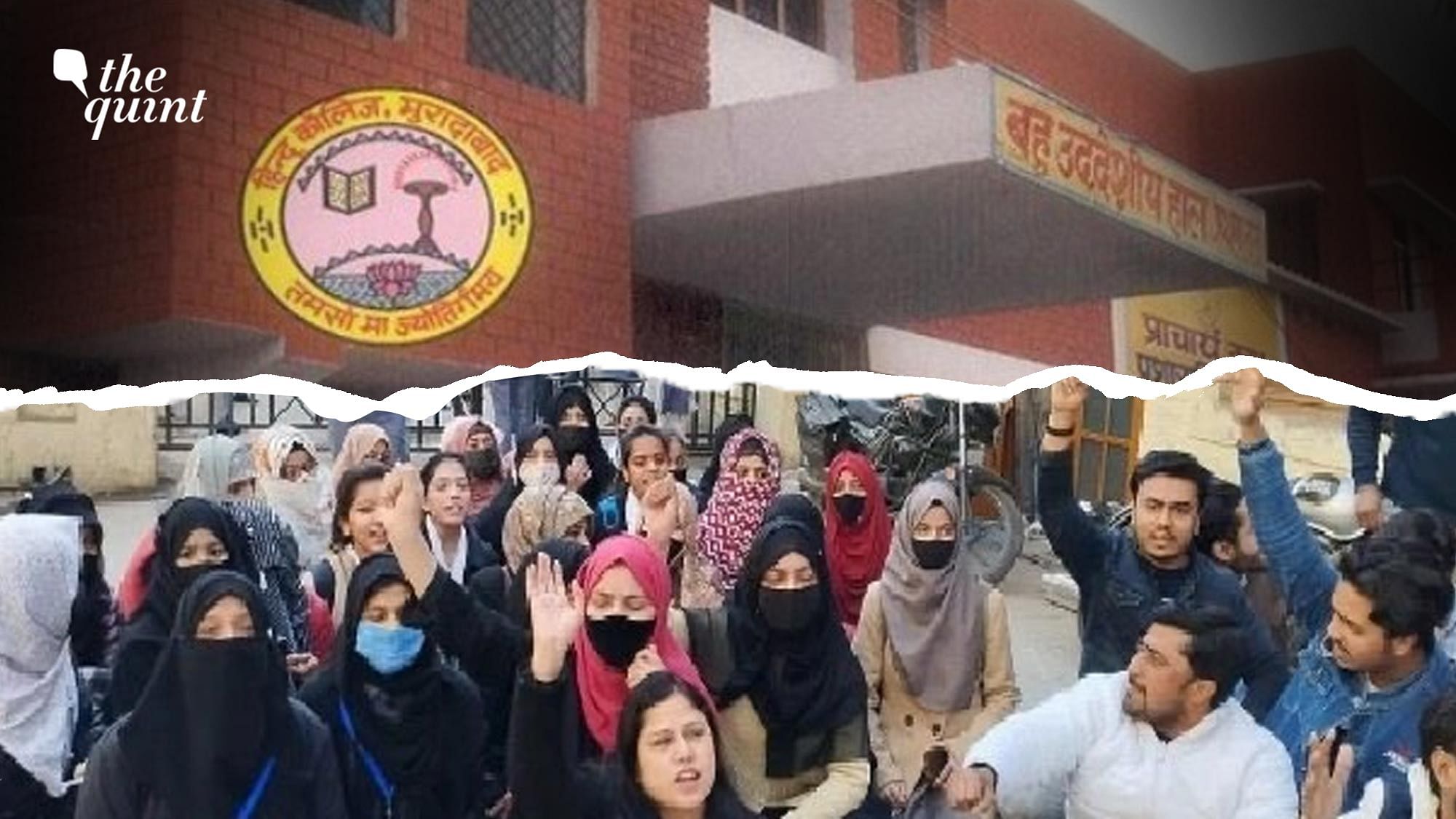 <div class="paragraphs"><p>Protests erupted in Moradabad's Hindu college when students were asked to take off their burqa at the gate.&nbsp;</p></div>
