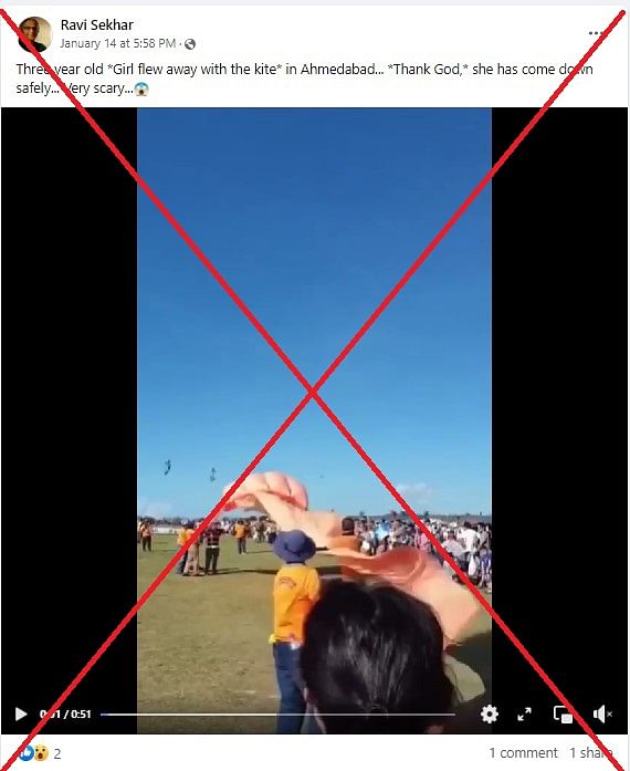 The video dates back to August 2020, when a girl in Taiwan was lifted into air by a giant orange kite.