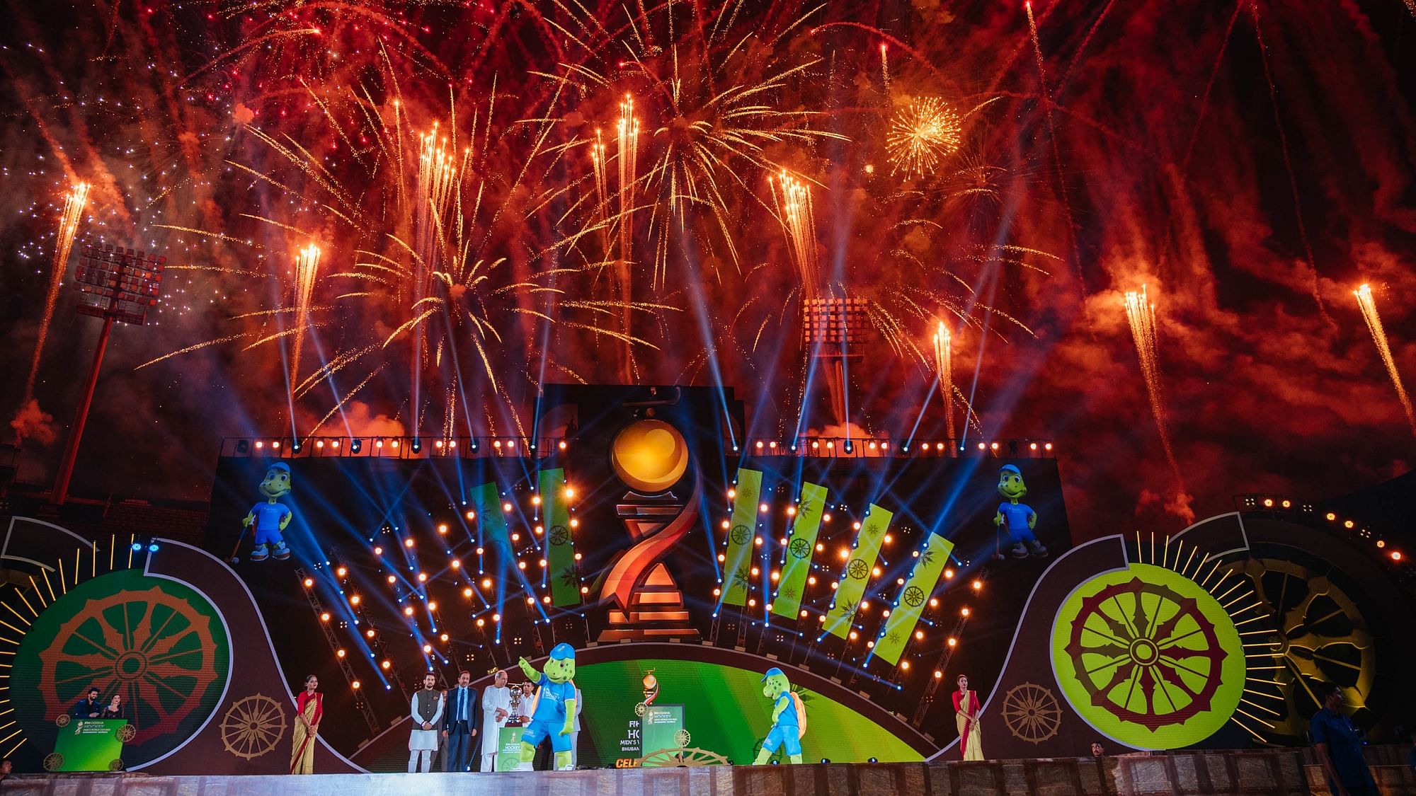 <div class="paragraphs"><p>Fireworks go off at the opening ceremony of the mens Hockey World Cup 2023 in Bhubaneswar&nbsp;</p></div>