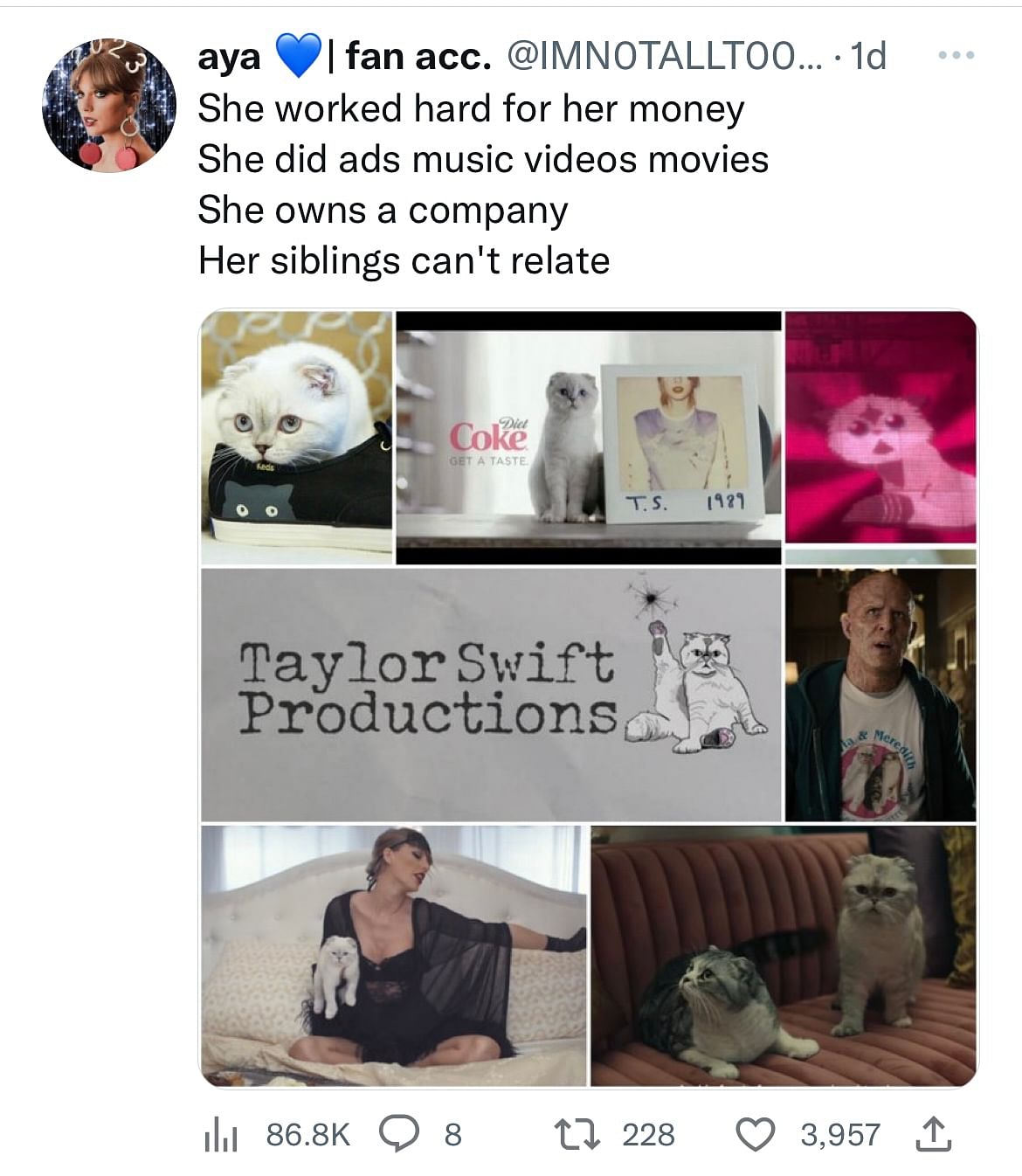 Needless to say, the net worth of Taylor Swift’s cat sparked a meme fest online. 