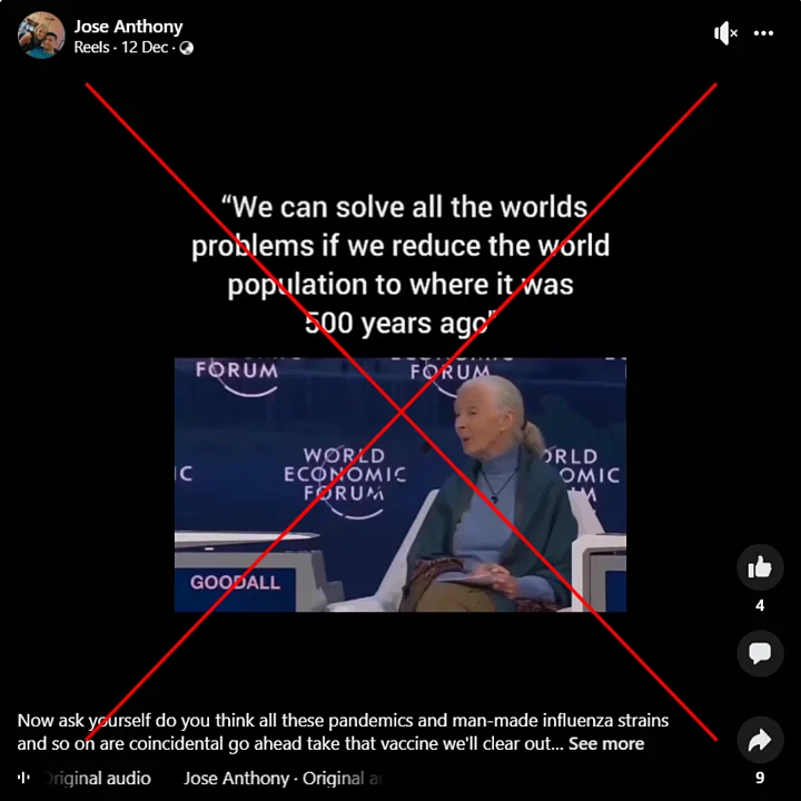 Jane Goodall was about from over population, among many other things at the 2020 World Economic Forum conference.