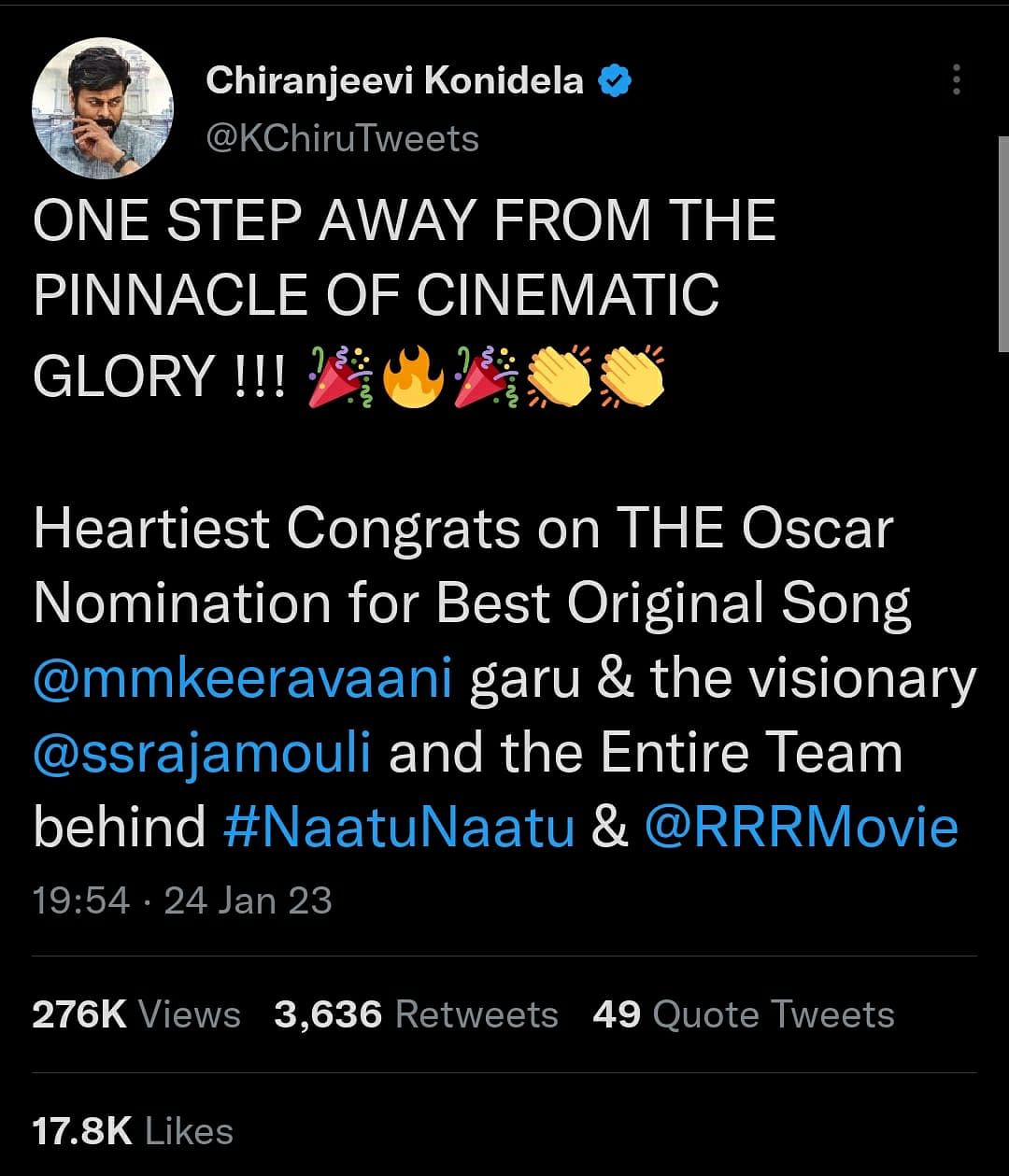 The song 'Naatu Naatu' won a Golden Globe under the 'Best Original Song' category.