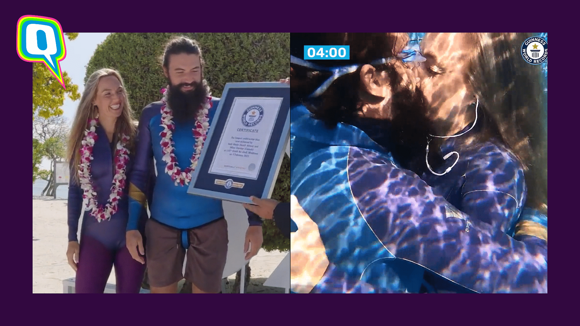 <div class="paragraphs"><p>Couple Breaks Guinness World Record With Longest Underwater Kiss</p></div>