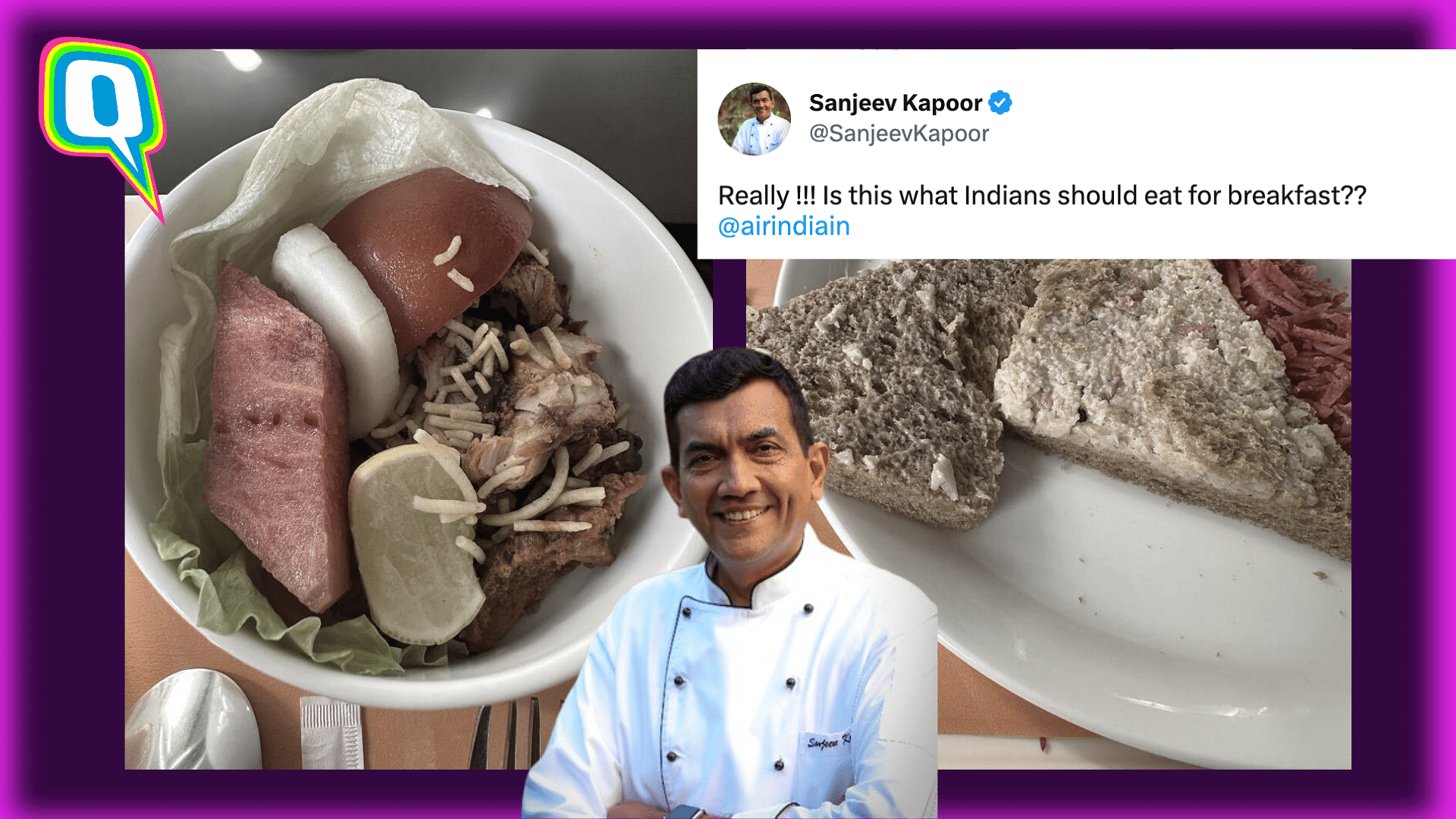 <div class="paragraphs"><p>Sanjeev Kapoor calls out Air India for unsatisfactory meal.&nbsp;</p></div>