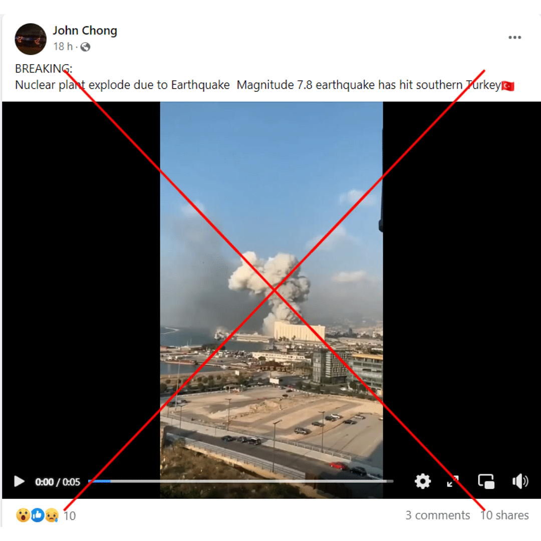 The 2020 video showed an explosion that took place at the Port of Beirut in Lebanon.