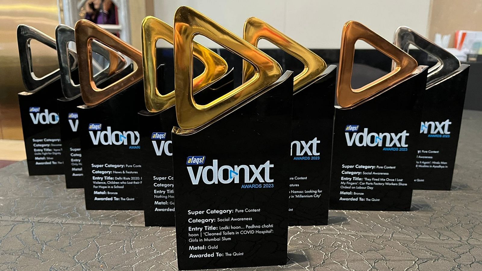 <div class="paragraphs"><p><strong>The Quint</strong> has won nine awards at the seventh edition of Vdonxt Asia conference and awards held by afaqs!.</p></div>