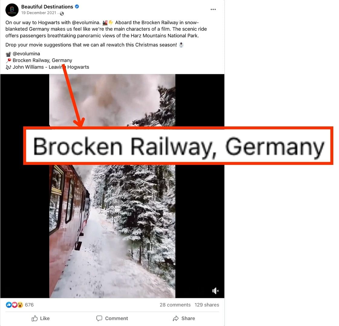 The video shows the Brocken Railway in Germany's Harz Mountains area.