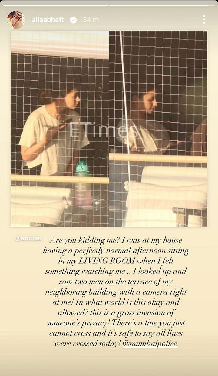 Alia Bhatt called out a publication for putting out a picture of hers clicked while she was inside her house.