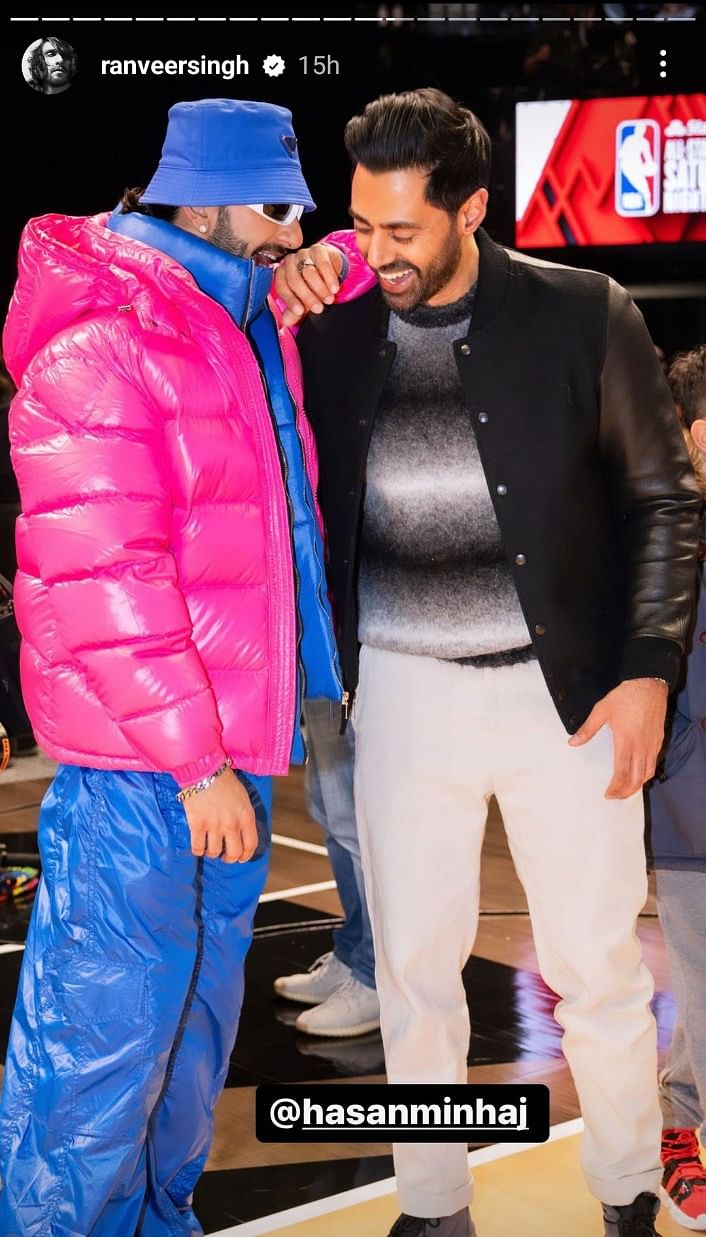 Actor Ranveer Singh was present in Salt Lake City, Utah, for the NBA All-Star weekend game. 