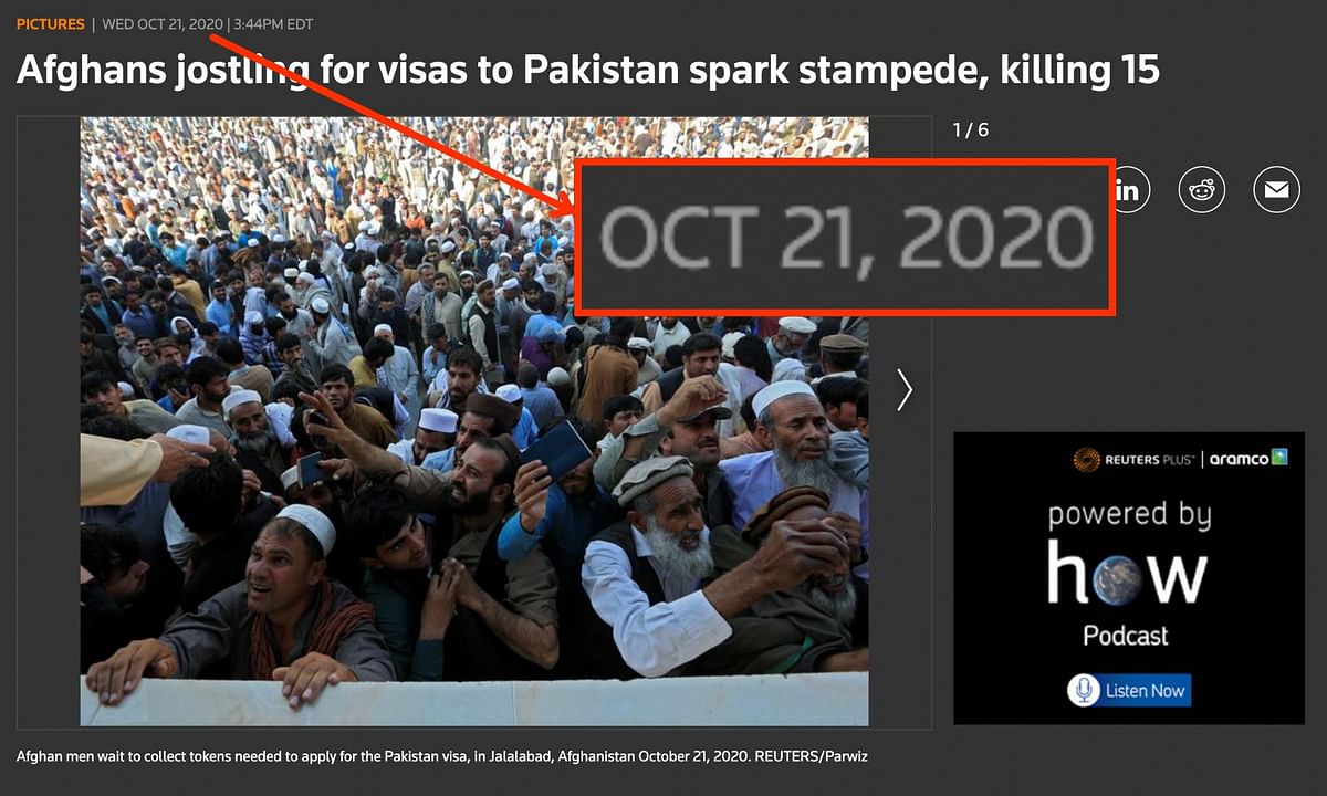 The photo is not from Pakistan, but dates back to October 2020 and is from Jalalabad, Afghanistan.