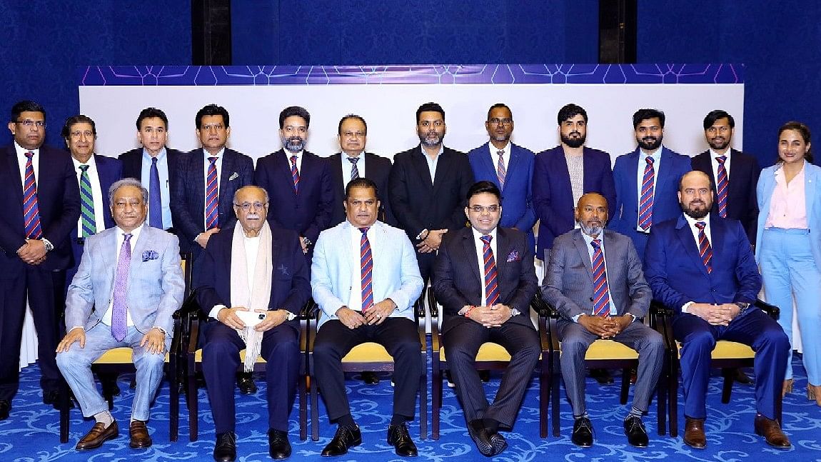 <div class="paragraphs"><p>Members of the Asian Cricket Council following the Executive Board Meeting in Bahrain on 4 February, 2023.</p></div>