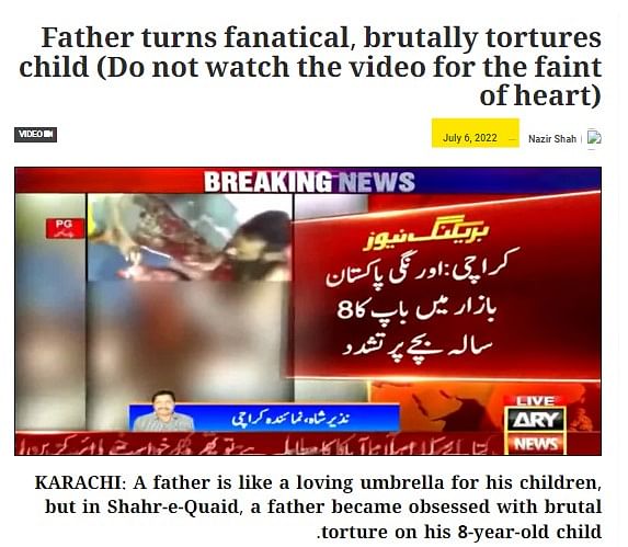 This video dates back to 2022 and is from Karachi, Pakistan where a father can be seen hitting his son.